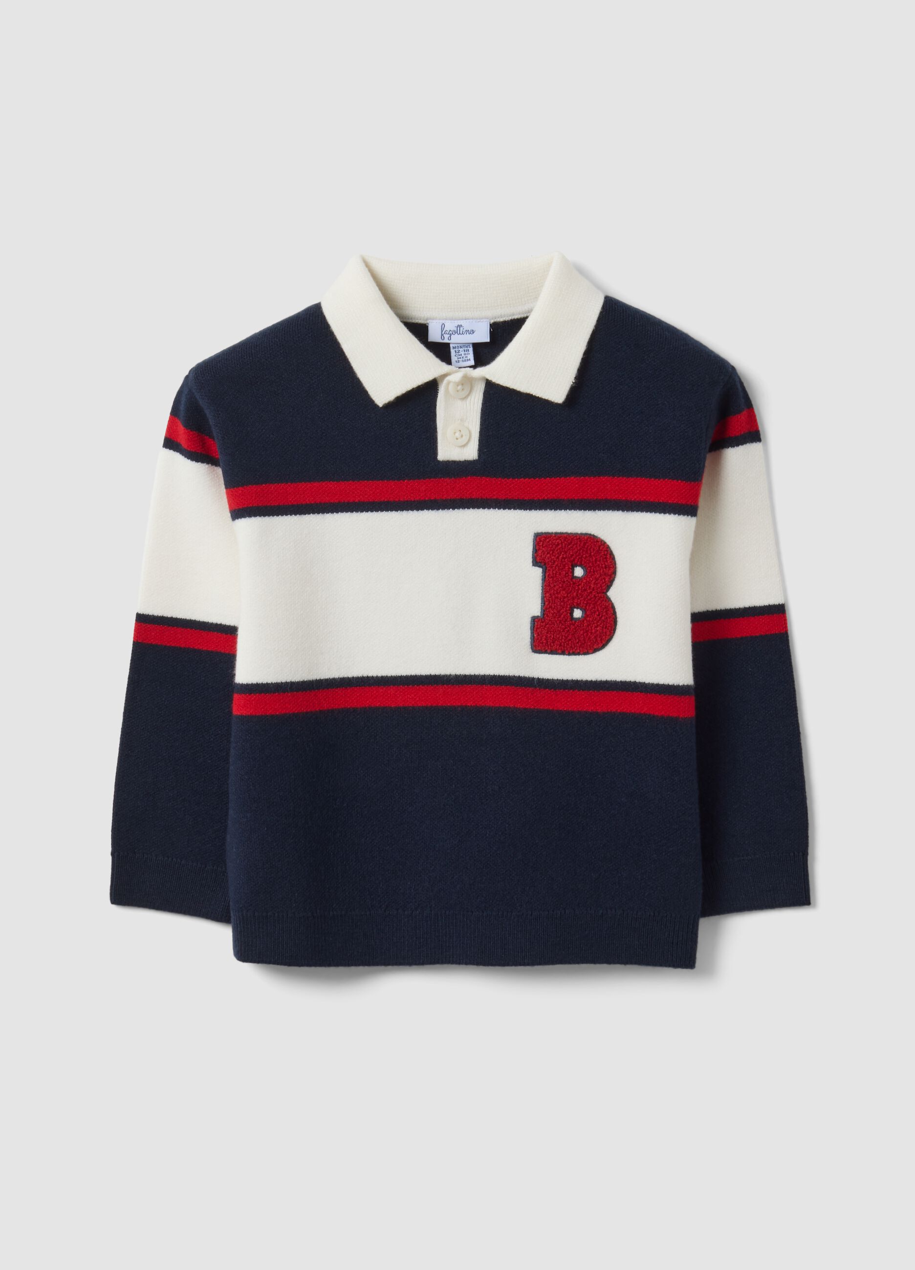 Blue viscose-blend striped crew-neck jumper for baby boy