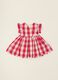 Multicoloured check dress with ruffle sleeves for baby girls_0