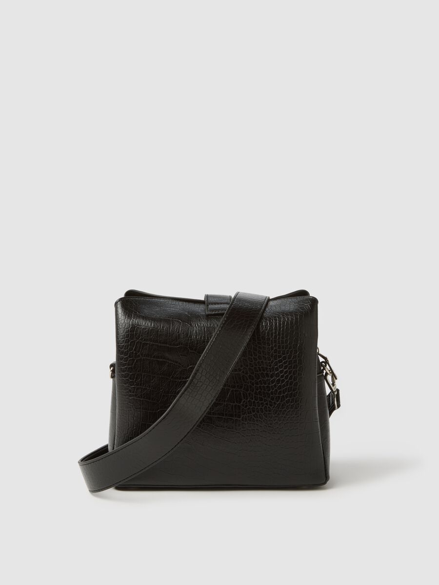 Black shoulder bag with crocodile print_1