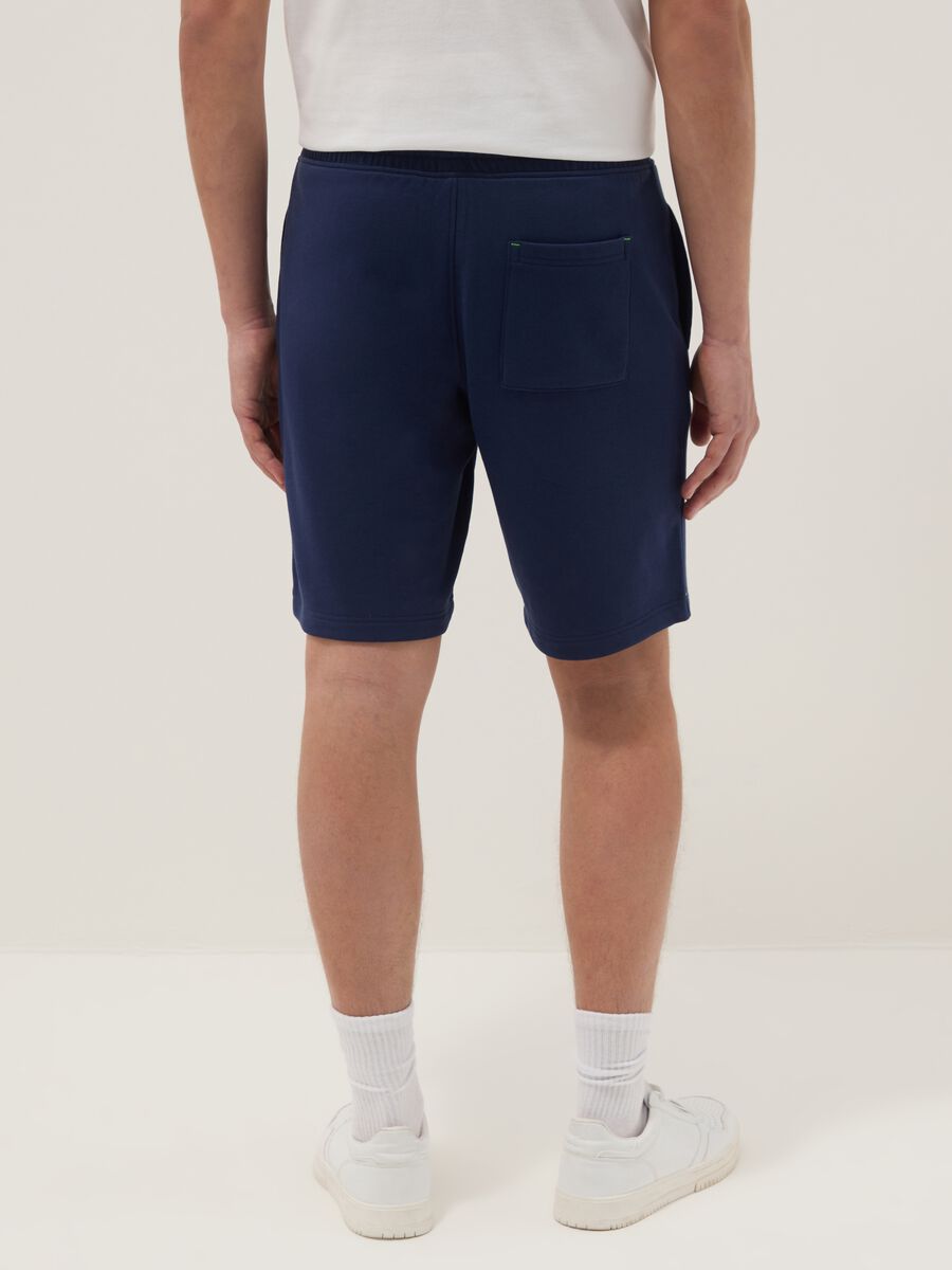 Blue cotton-blend Bermuda shorts with elasticated waistband_2