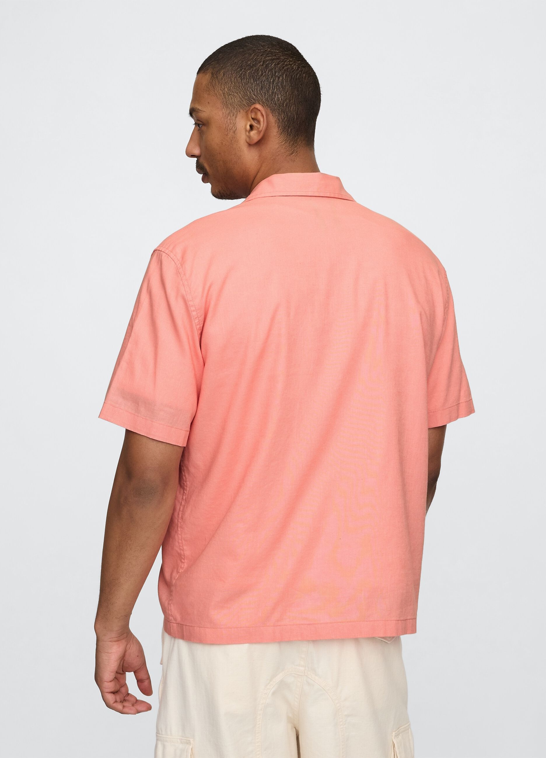 Short Orange Linen and Cotton Shirt