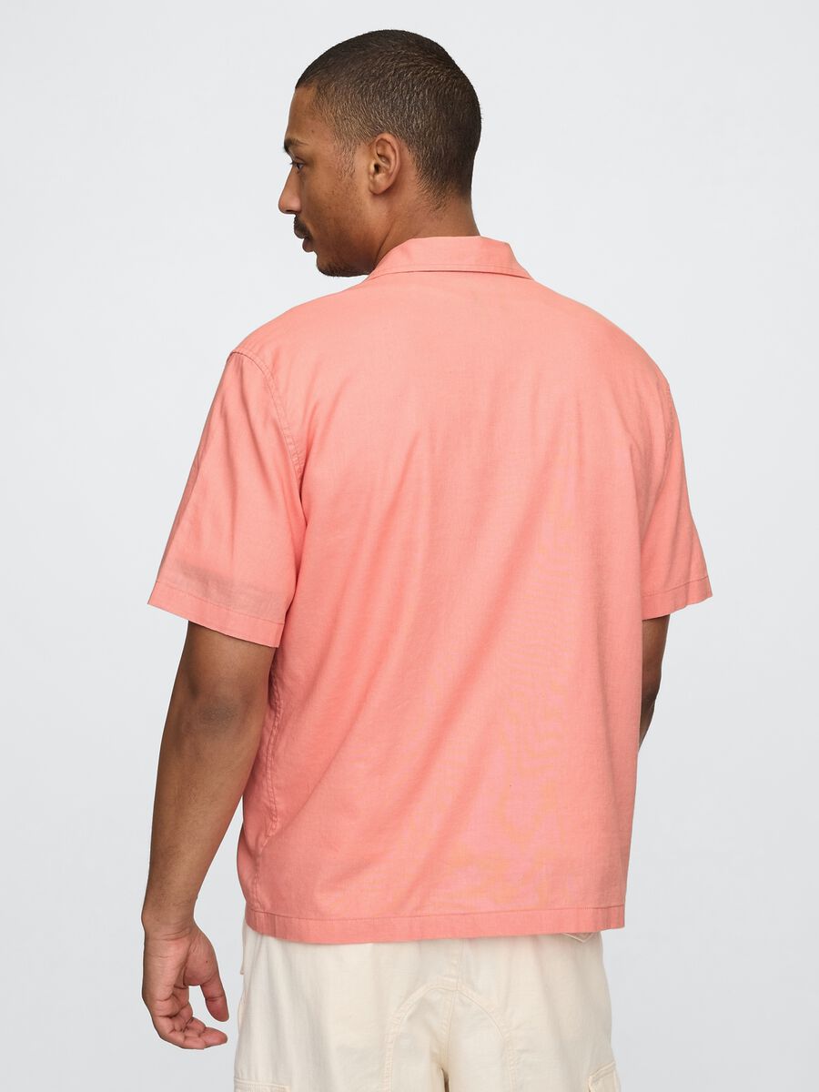Short Orange Linen and Cotton Shirt_2