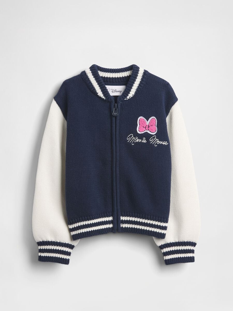 Girl's blue bomber jacket in pure cotton_1