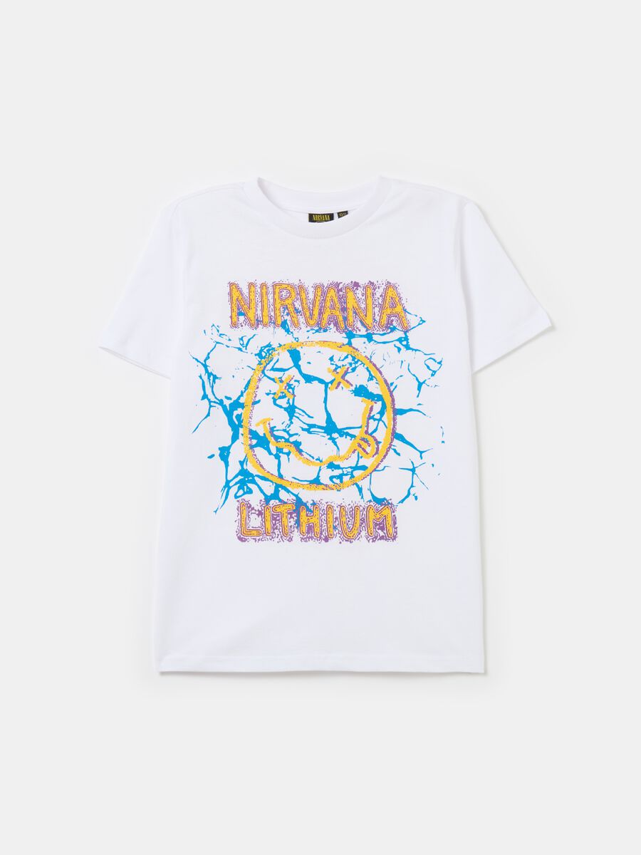 T-shirt in cotone con stampa Nirvana_0