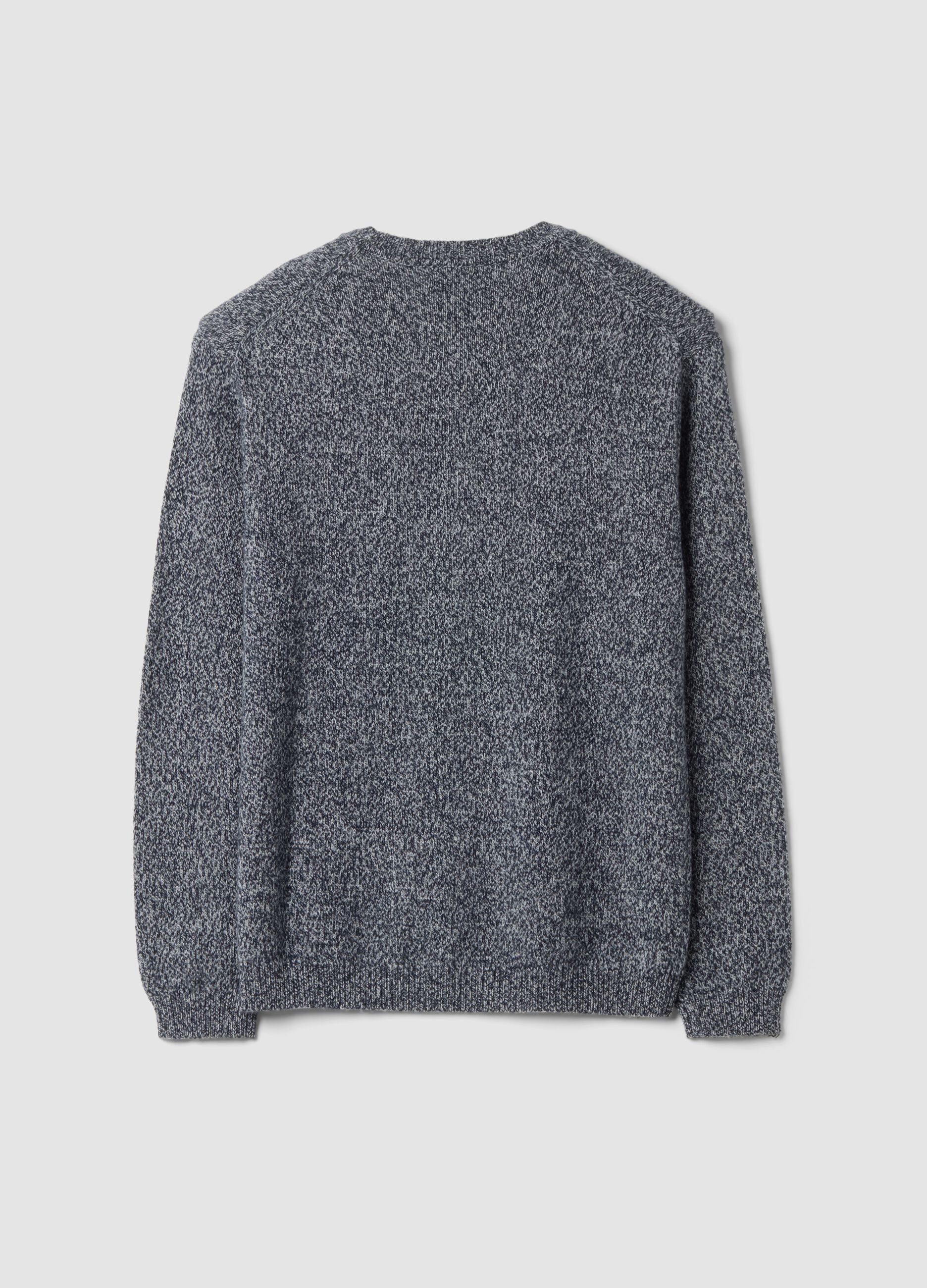 Maglia blu e grigia in misto lana a girocollo regular fit