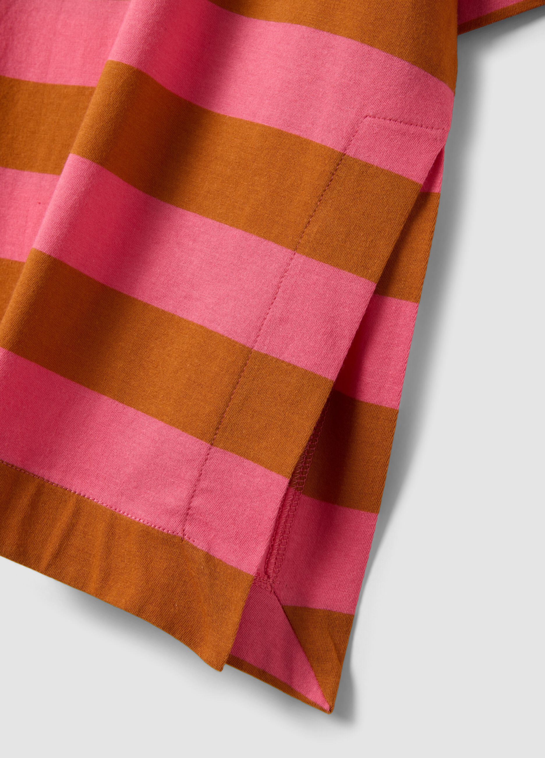 Pink striped pure cotton T-shirt
