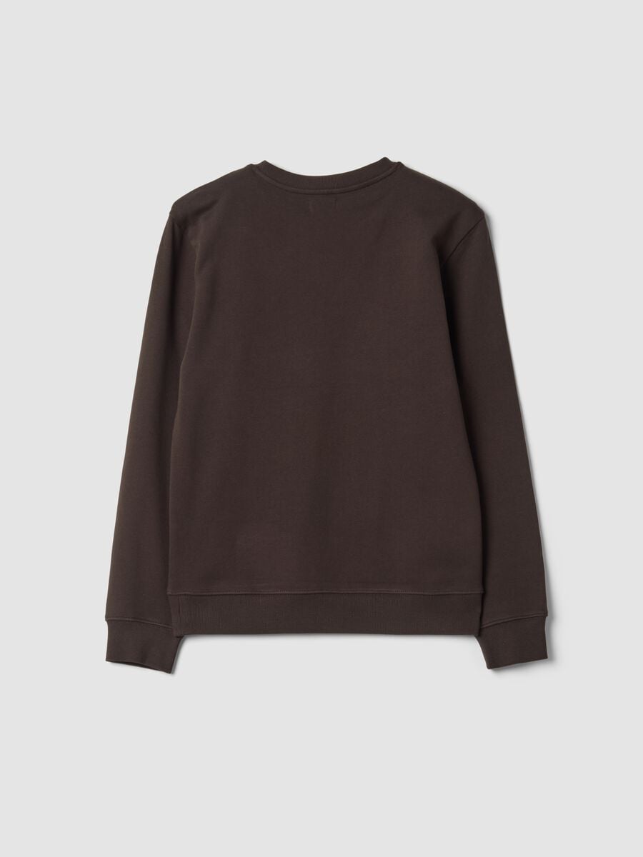 Dark brown pure cotton crew-neck sweatshirt_1