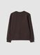 Dark brown pure cotton crew-neck sweatshirt_1