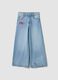 Girls&rsquo; pure cotton wide-leg denim jeans with embroidery_0