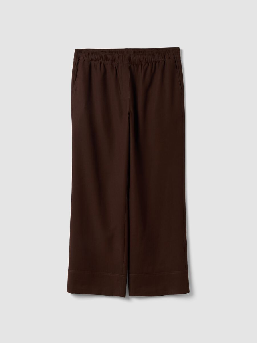 Brown wide-leg viscose-blend trousers_0