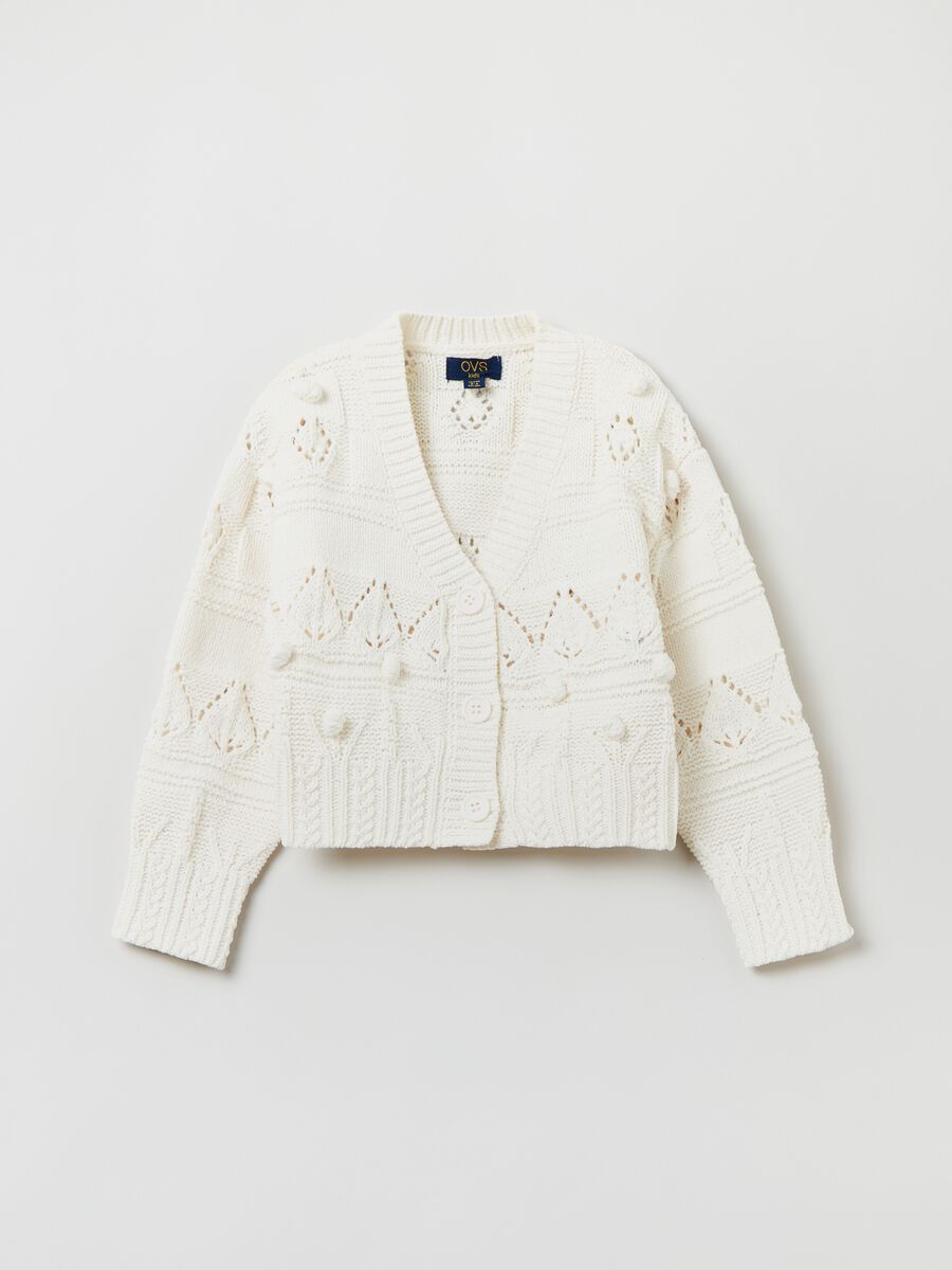 Cardigan in ciniglia con trama traforata_0