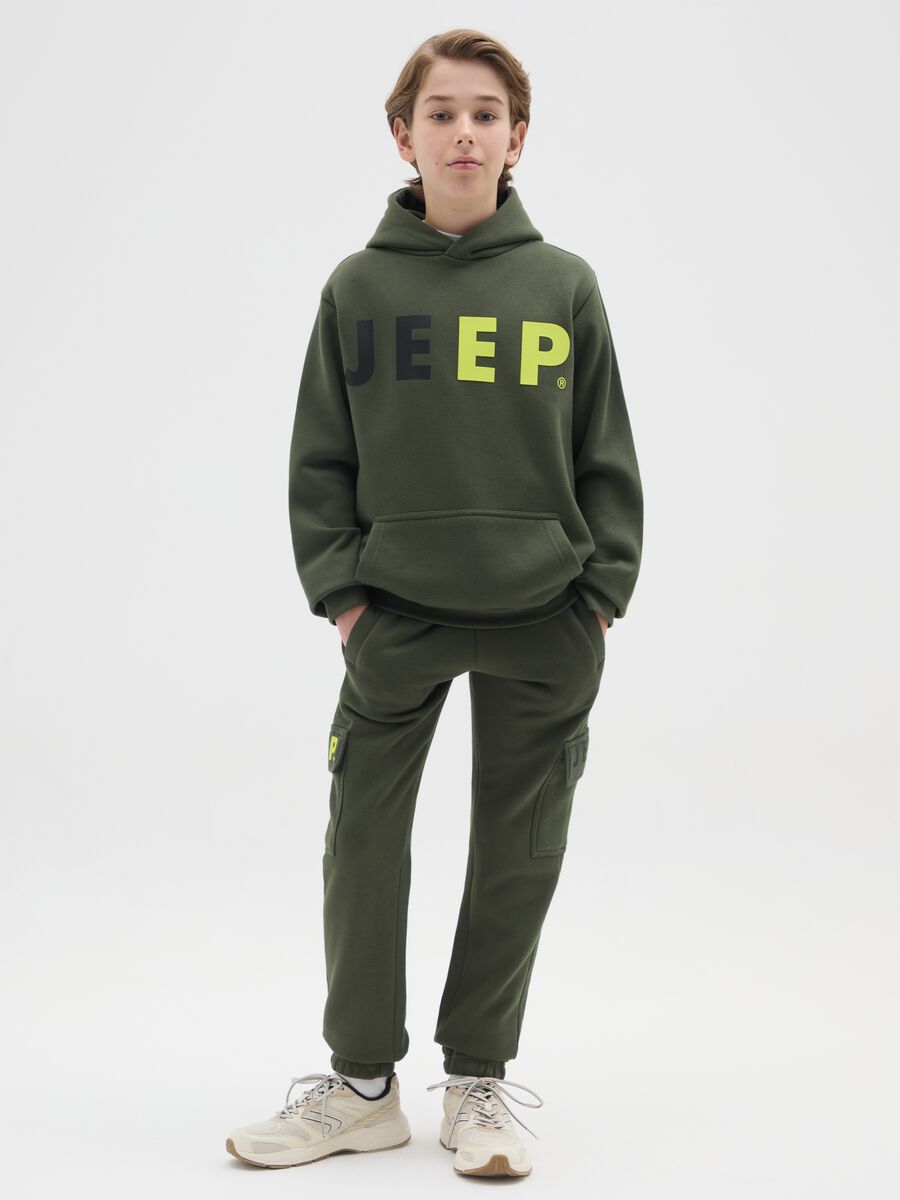 Children's green cotton blend trousers regular fit_0