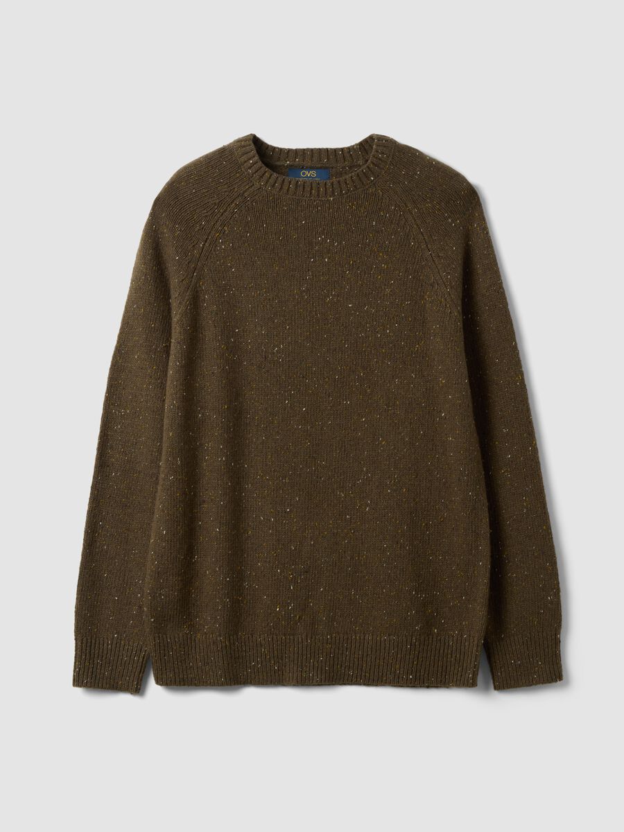 Maglione verde in misto cotone e lana girocollo_0