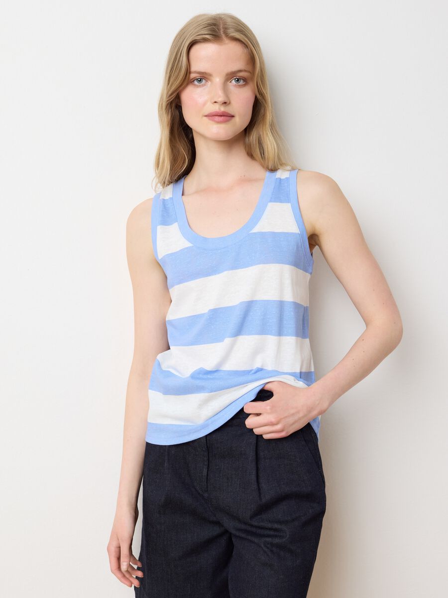 Blue and white striped vest LES COPAINS HOUSEBRAND_1