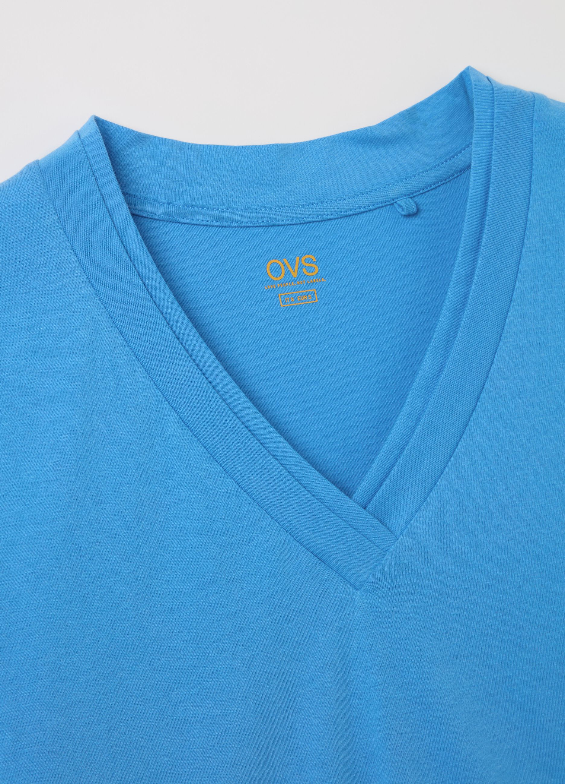 Light blue T-shirt with V neck
