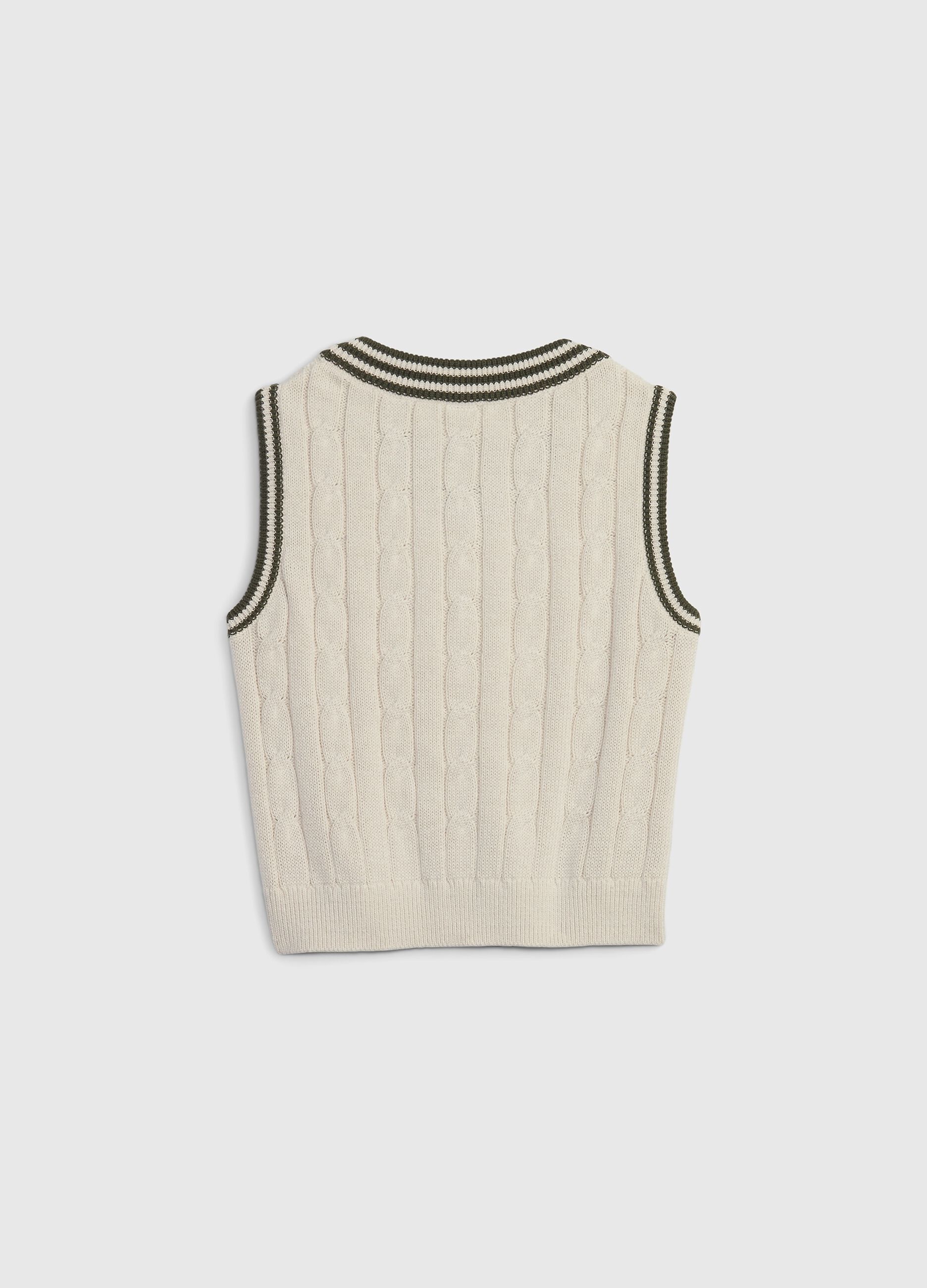 Gilet in cotone con lavorazione a trecce