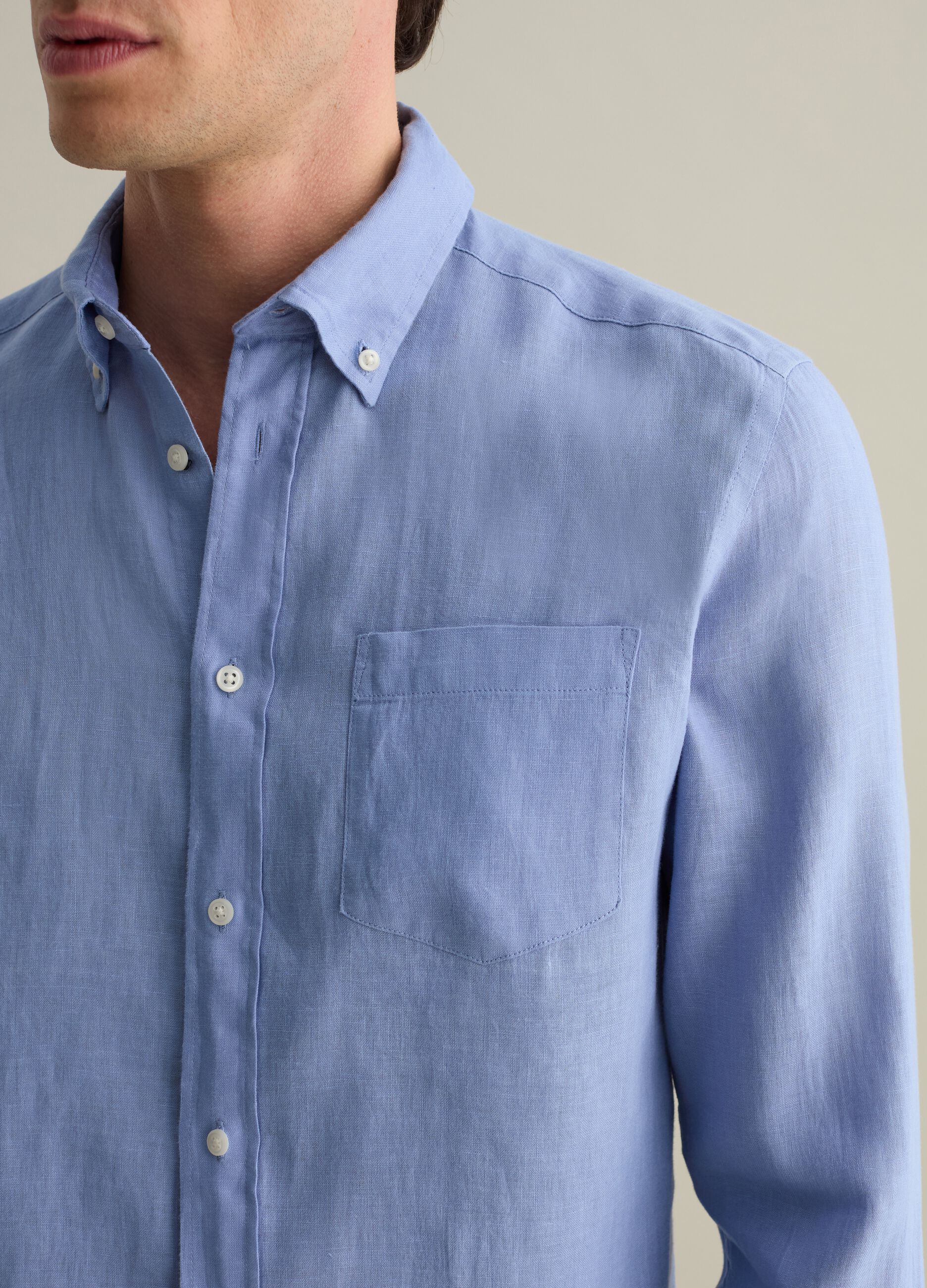 Regular-fit shirt in linen with pocket