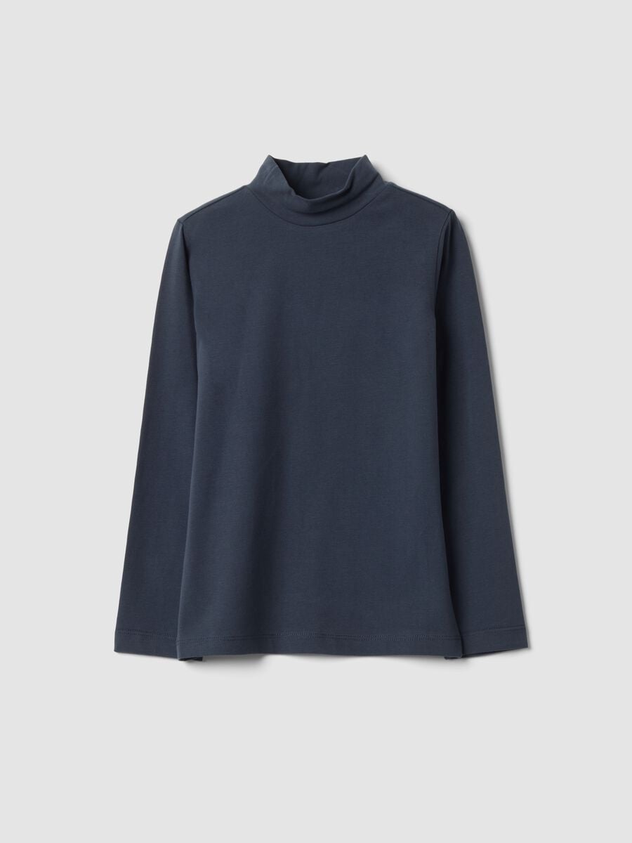 Blue organic stretch cotton crew-neck T-shirt_0