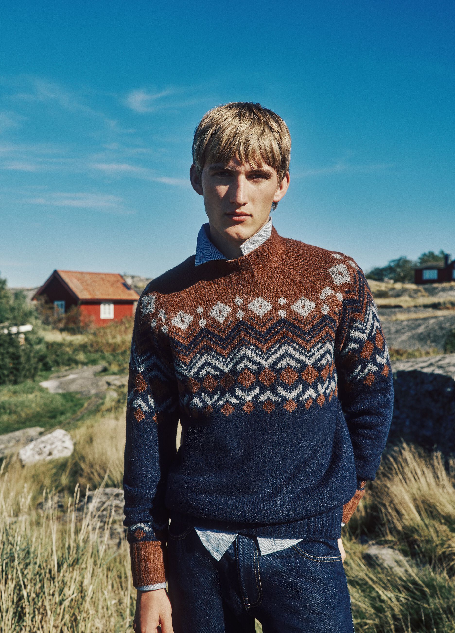 Multicolour regular fit jumper with jacquard pattern