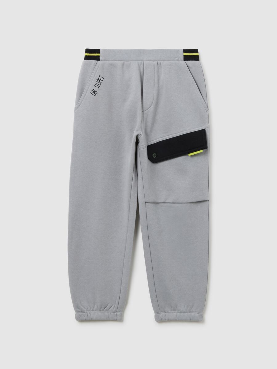 Grey oversized fit boys' joggers in cotton blend_0