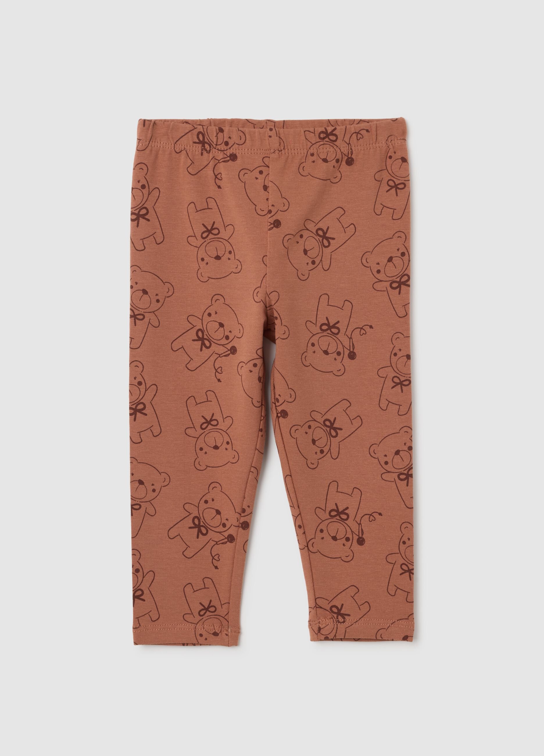 Leggings da neonata in cotone elasticizzato marroni