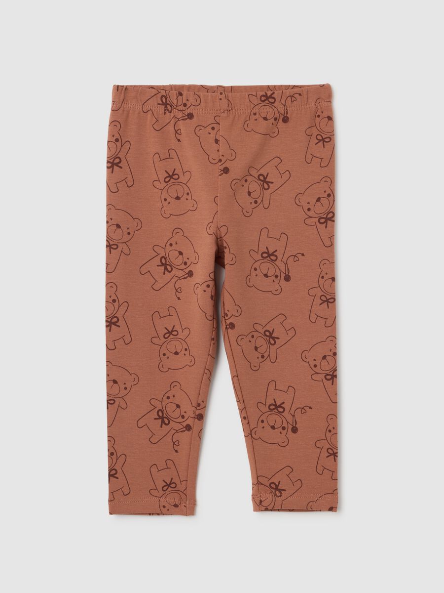 Leggings da neonata in cotone elasticizzato marroni_0