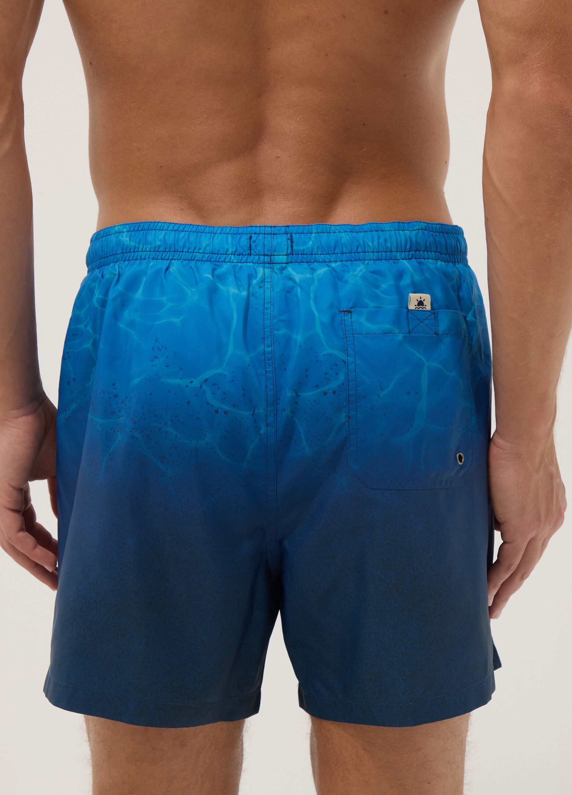 Blue ombr&eacute; swim shorts with elasticated waist