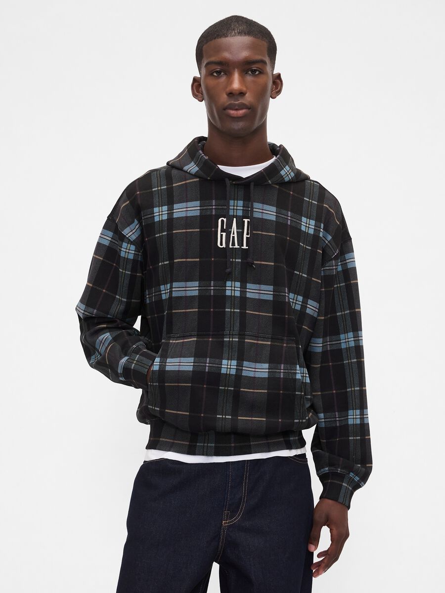 Black Hooded Stripe Sweatshirt_0