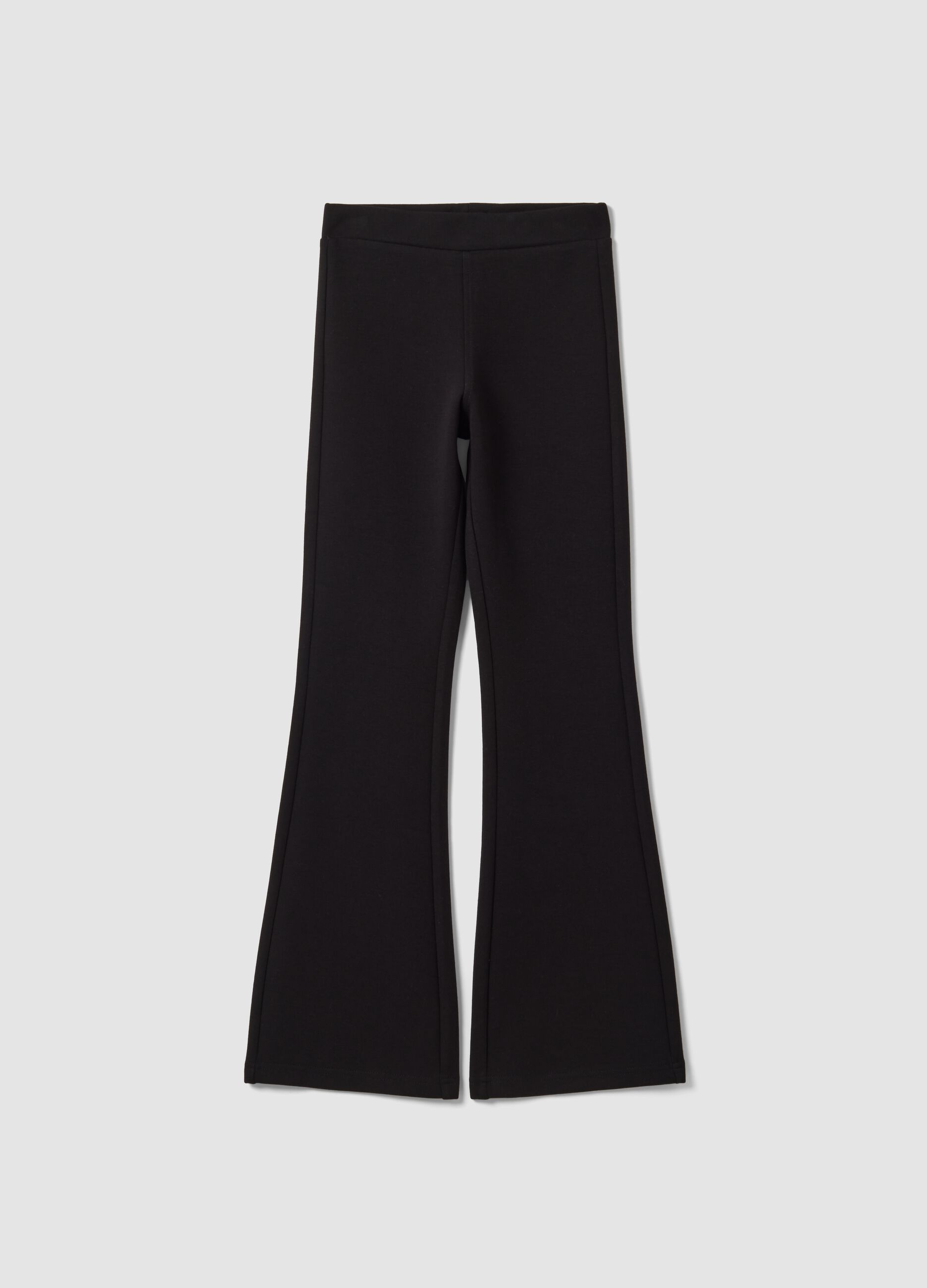 Black flared-fit stretch cotton leggings for girls