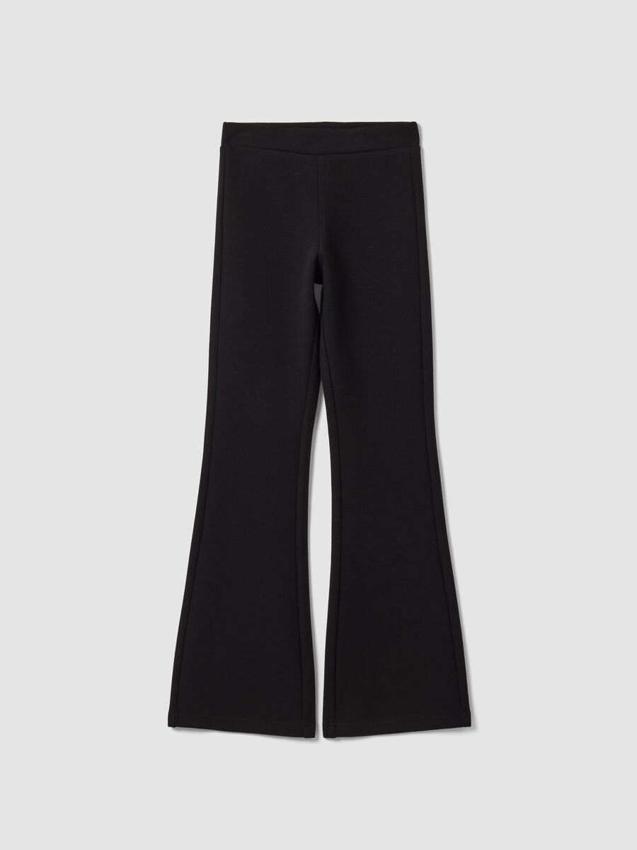 Leggings neri flare fit in cotone elasticizzato per ragazza_0
