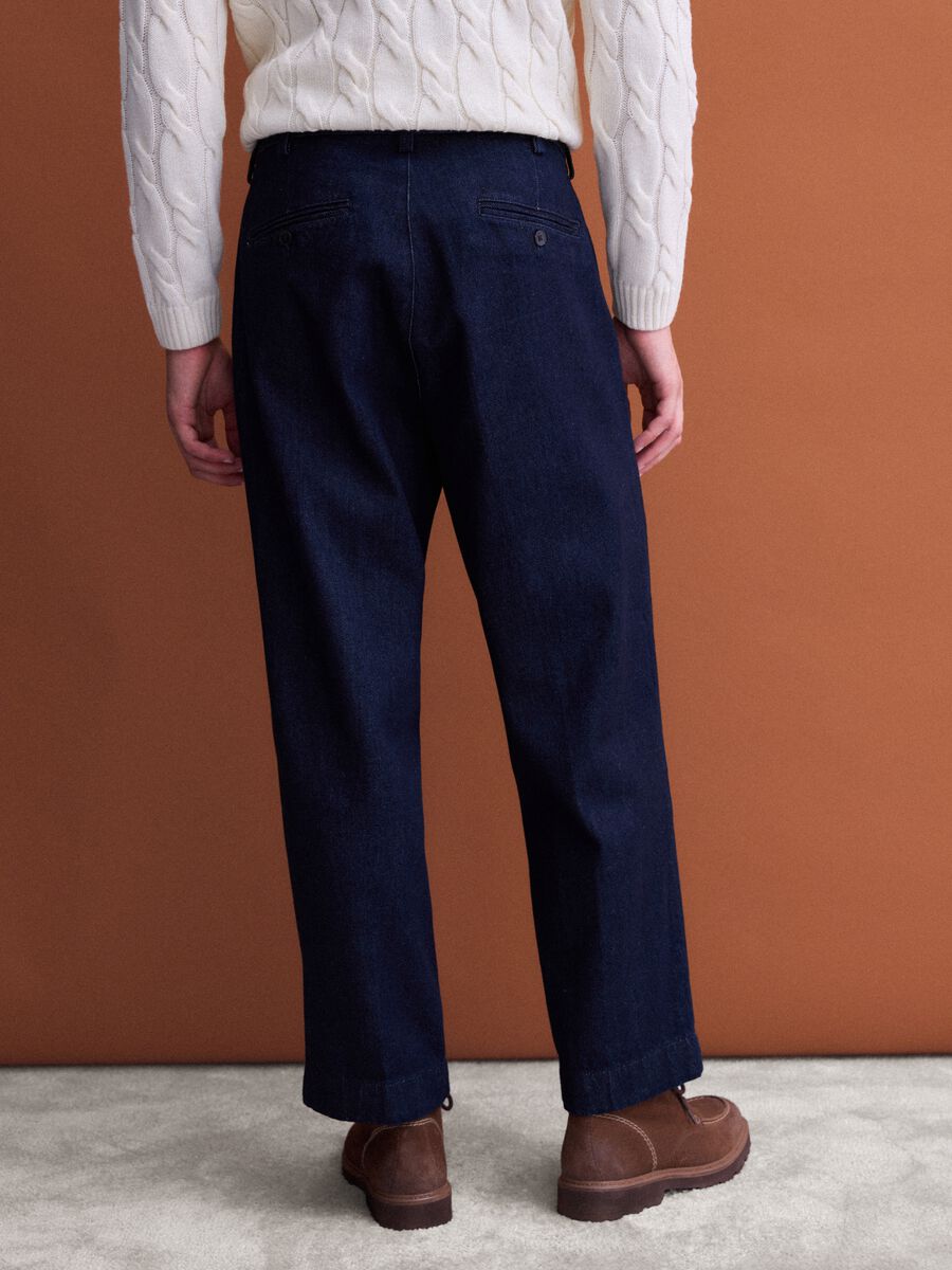Jeans chino blu in puro cotone baggy fit_2