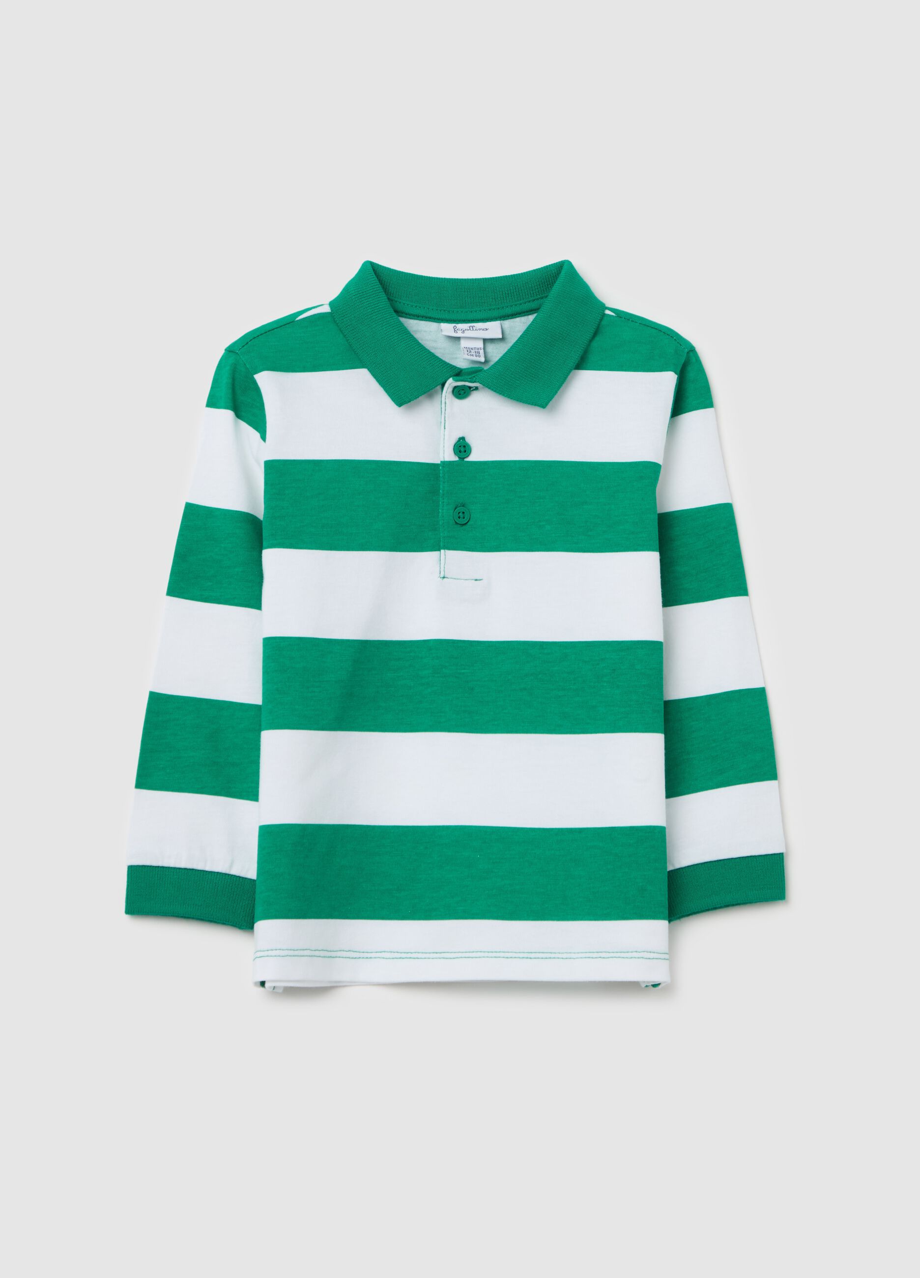 Polo maniche lunghe in cotone a righe