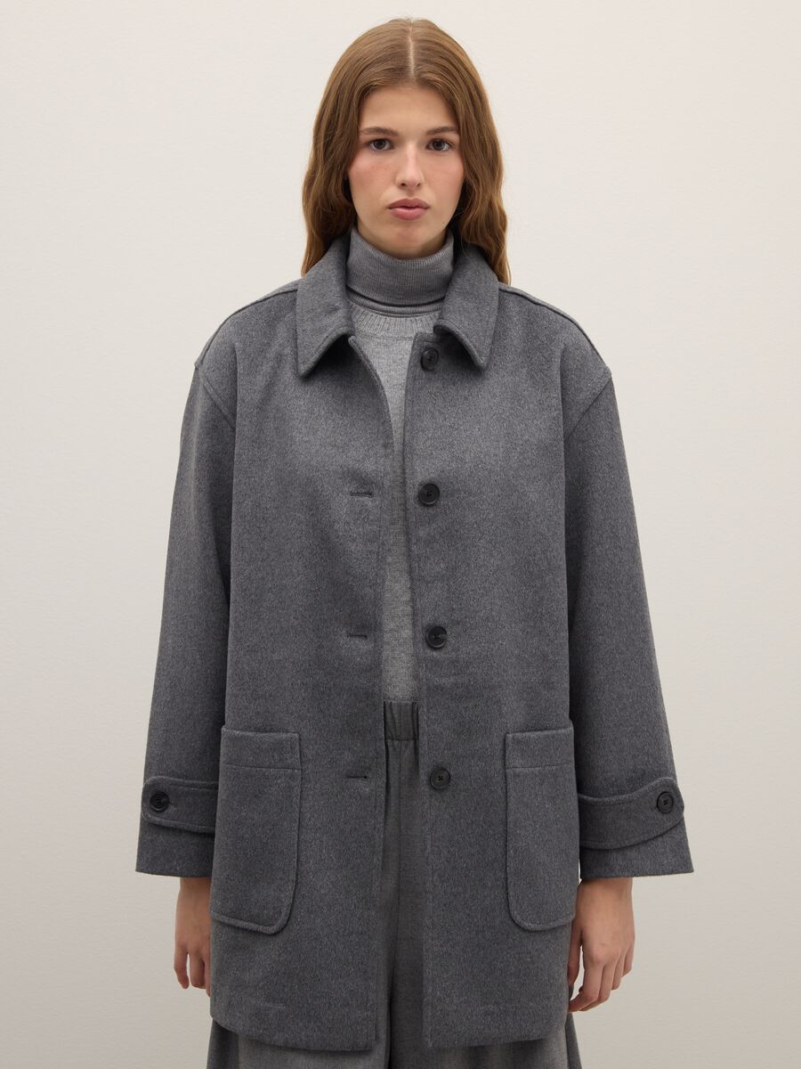 Grey wool-blend coat_0