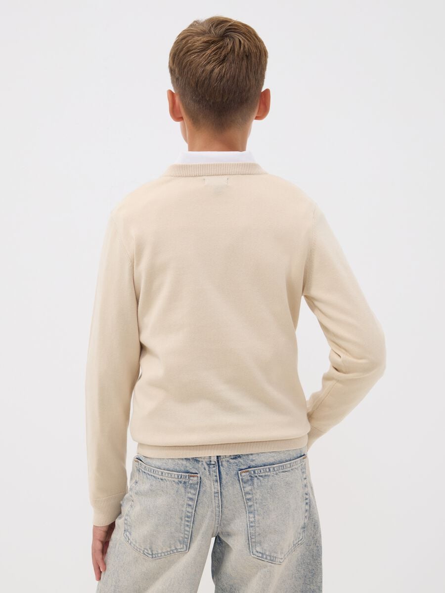 Beige pure cotton long-sleeve regular-fit top for boys_2