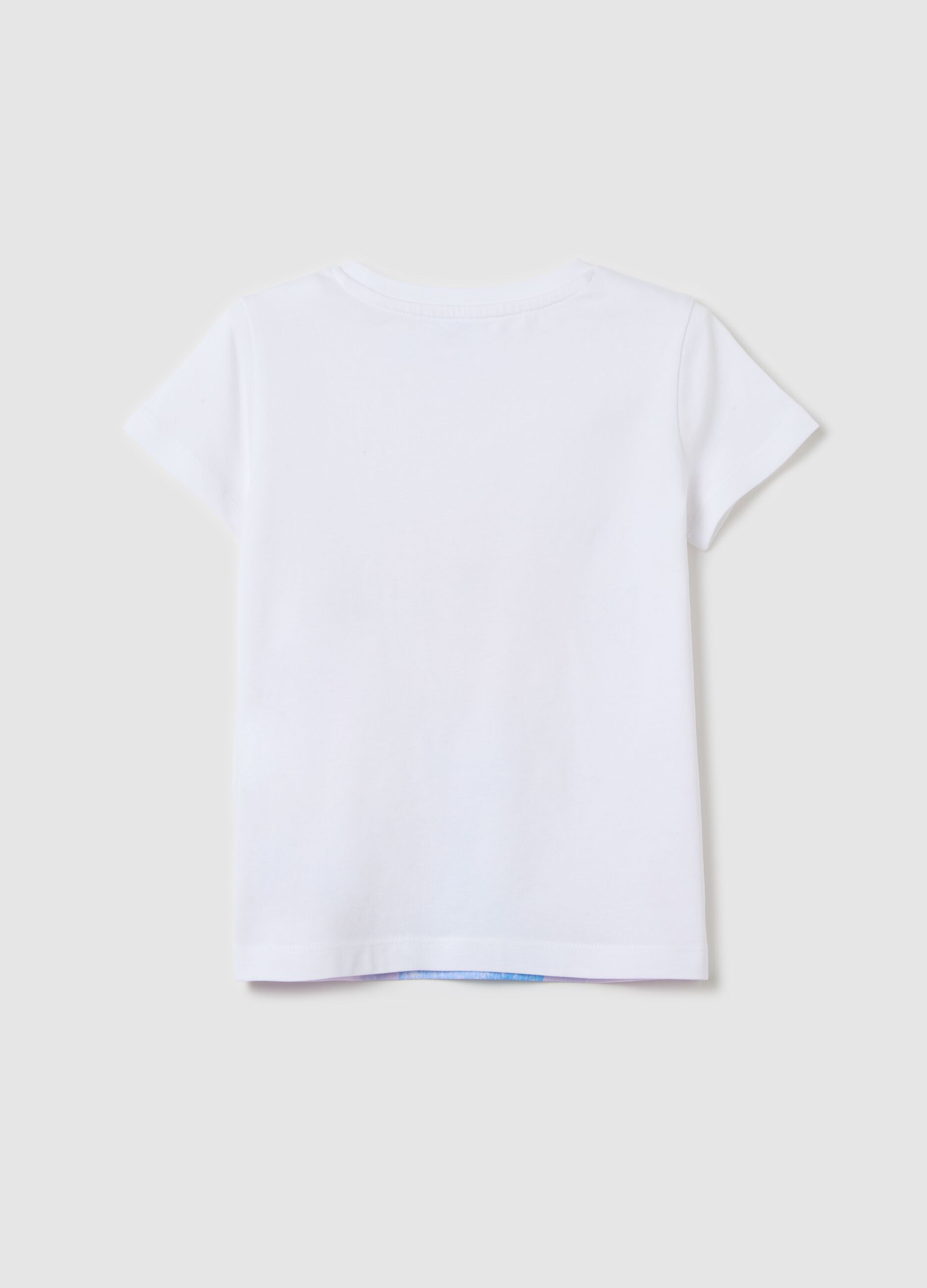 White stretch cotton T-shirt with Elsa print