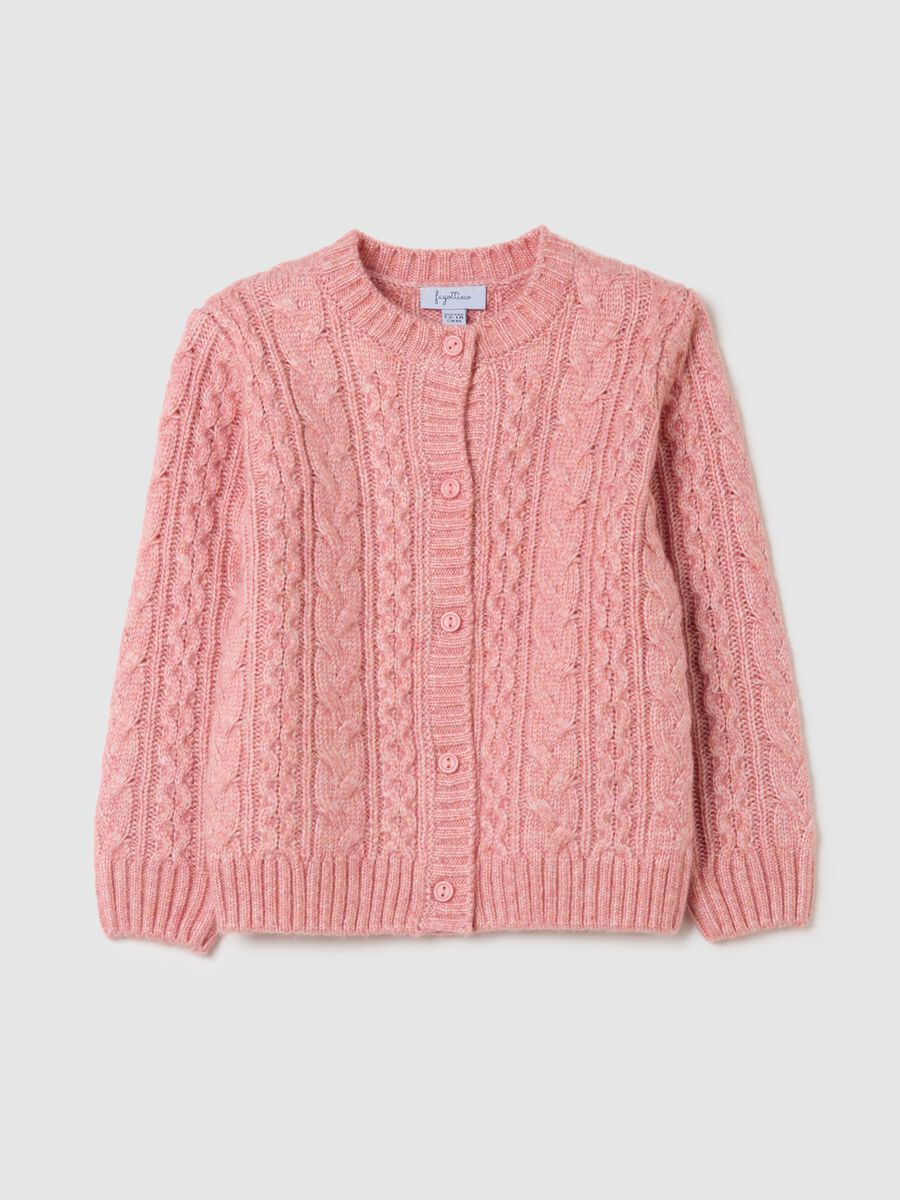 Pink regular fit girl's cardigan with buttons_0