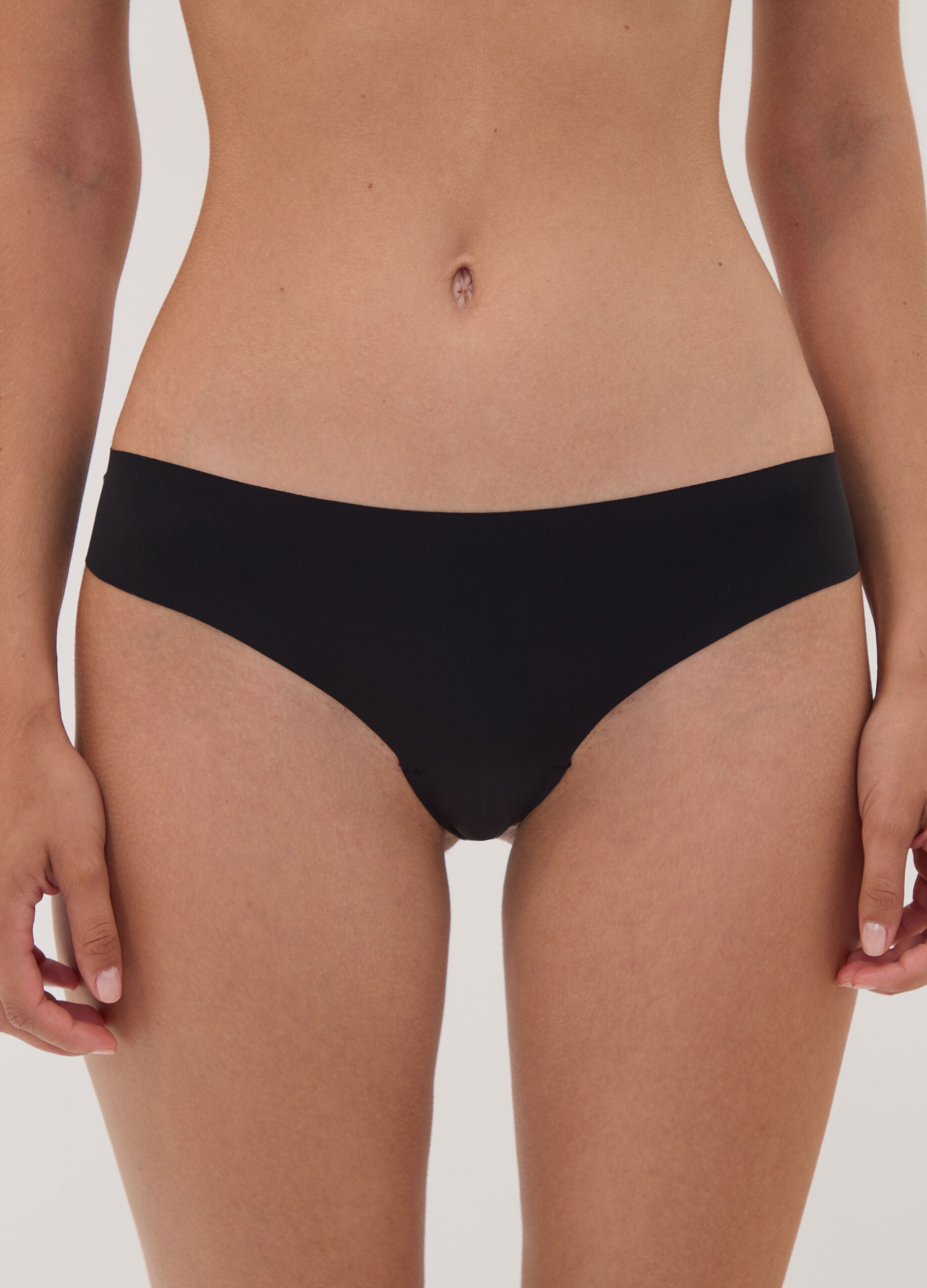 Black Brazilian briefs in stretch microfibre with lace