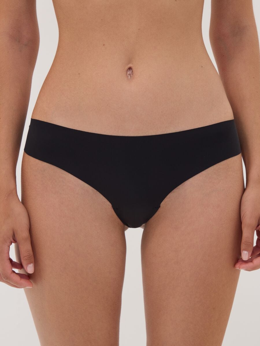 Black Brazilian briefs in stretch microfibre with lace_1