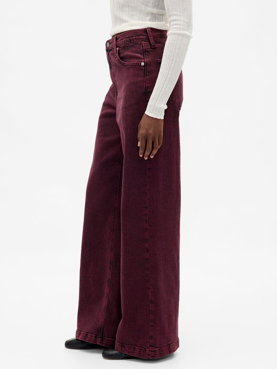Purple wide-leg trousers in stretch cotton_3