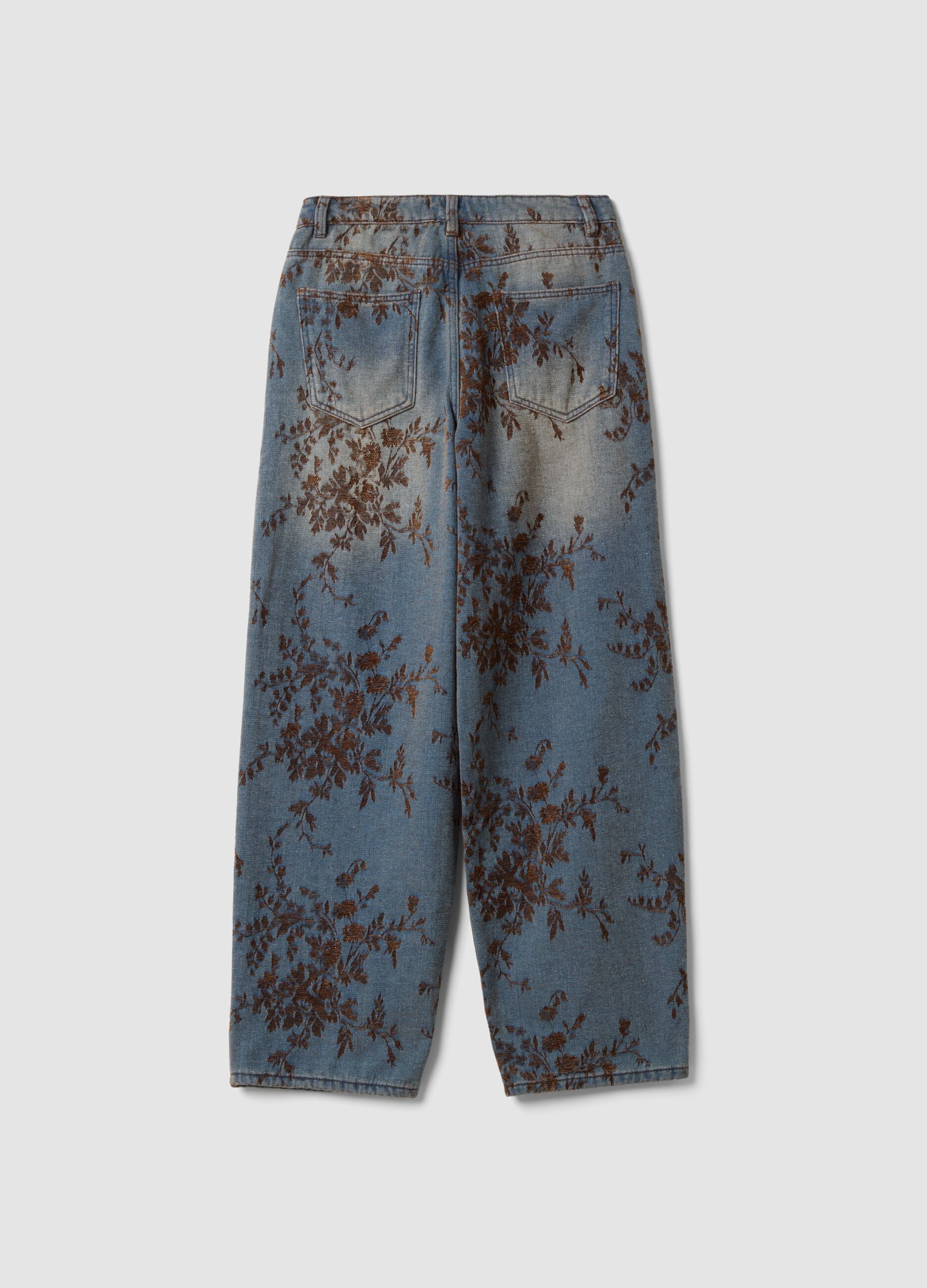 Blue wide-leg jeans in a cotton, viscose and lyocell blend