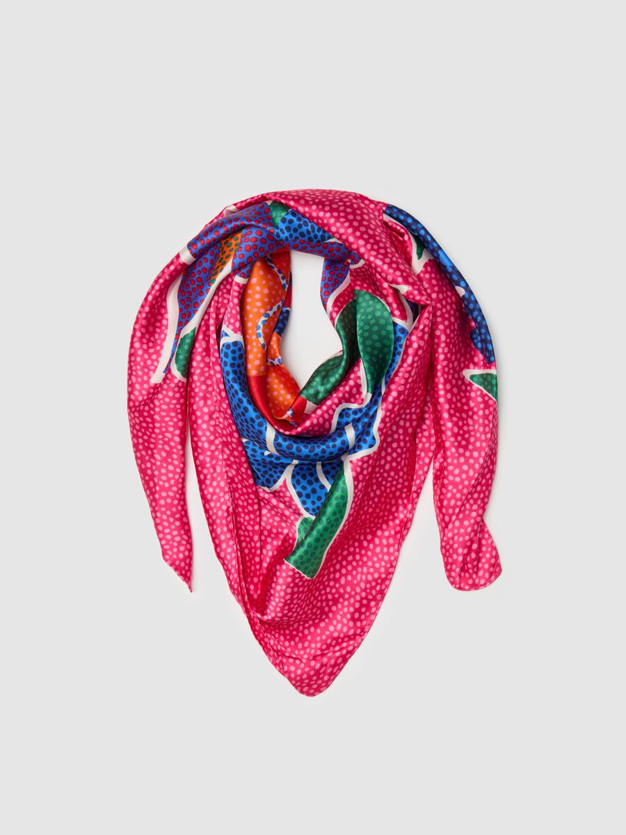 Foulard animalier con stampa fiore_0