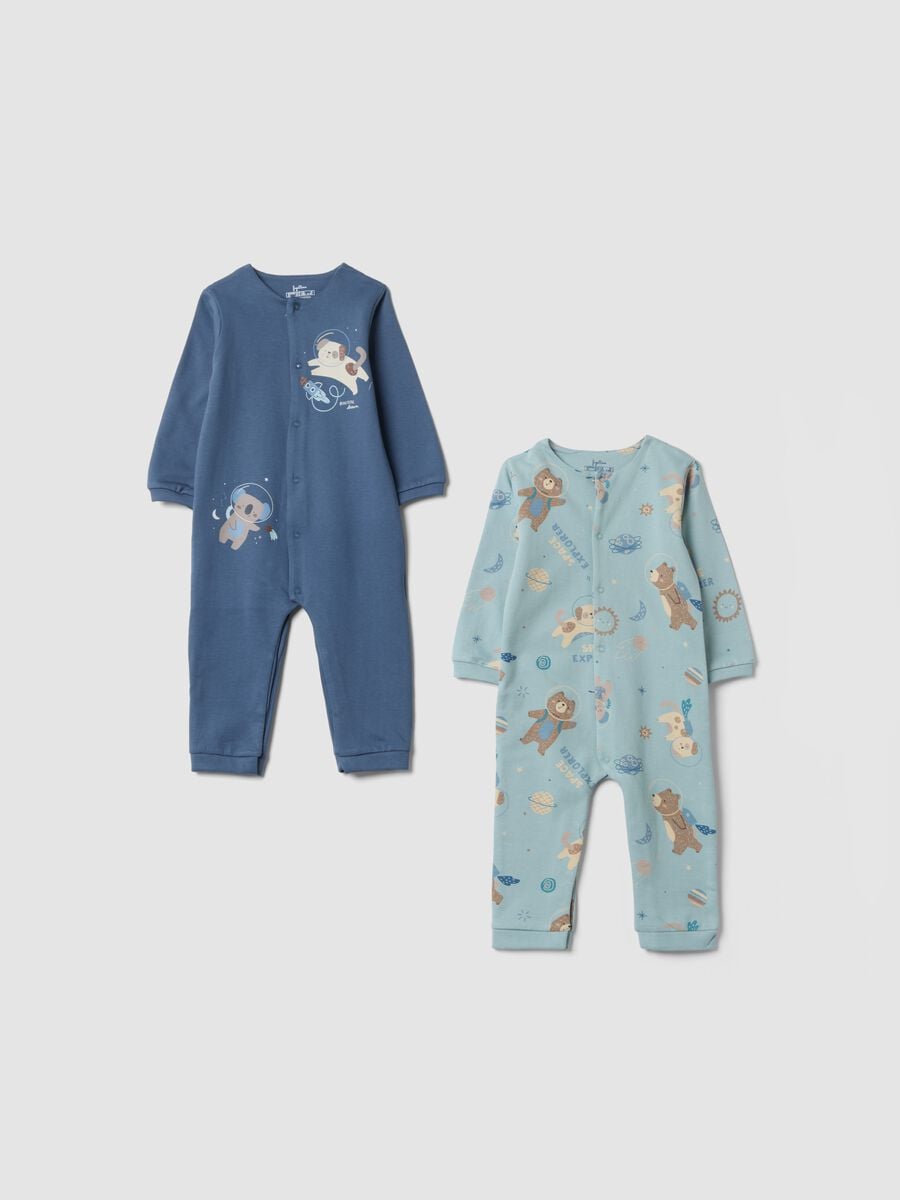 2-pack blue sleepsuits in pure organic cotton_0
