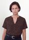Brown pure viscose blouse with Mandarin collar and animal print, regular fit_3