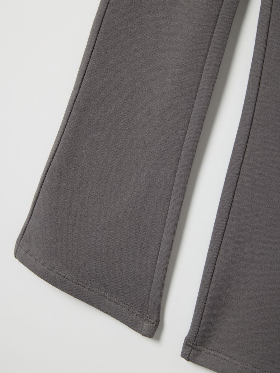 Girls' grey cotton stretch flare leggings_3