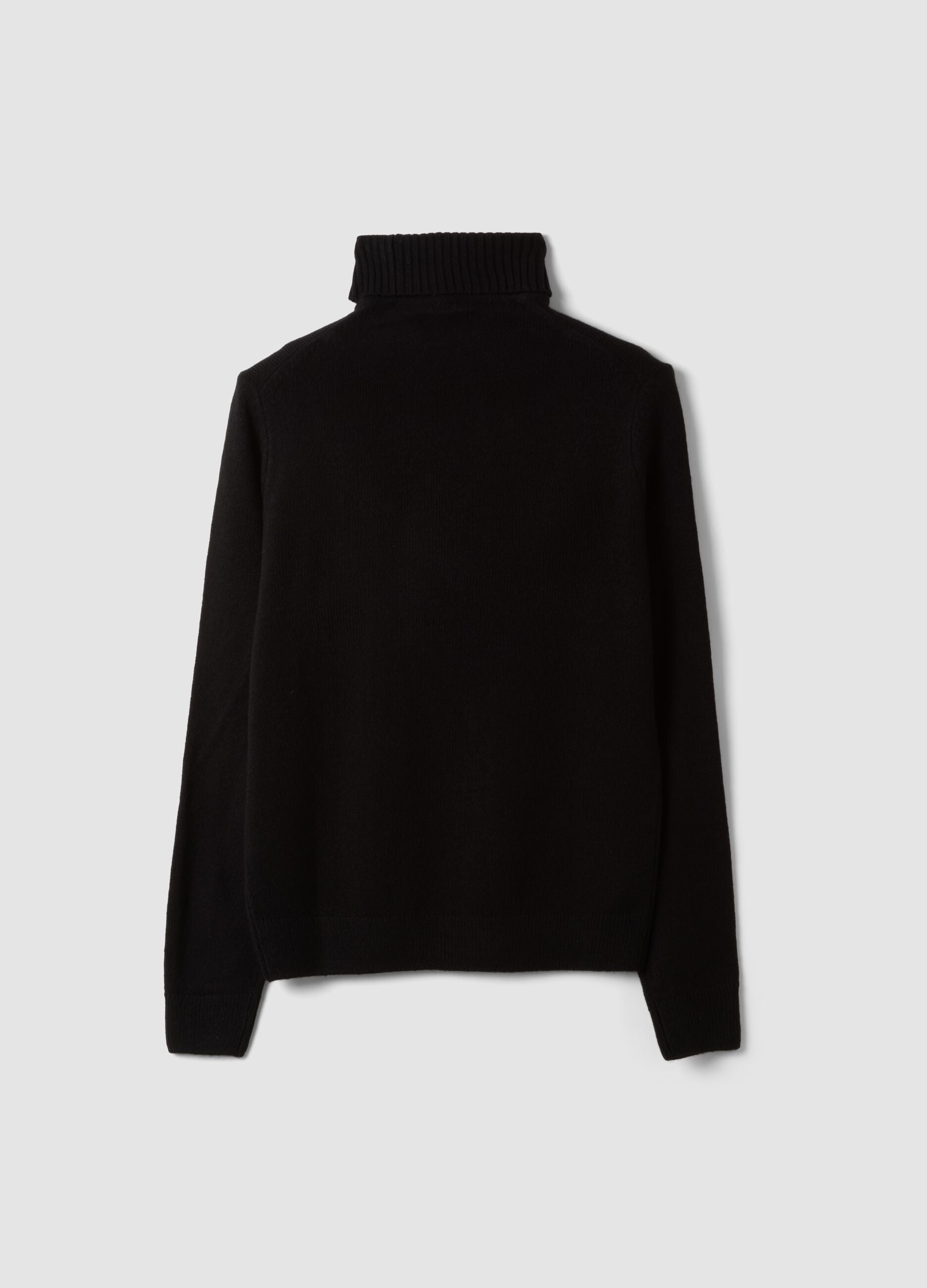 Maglia nera a dolcevita regular fit in jersey knit
