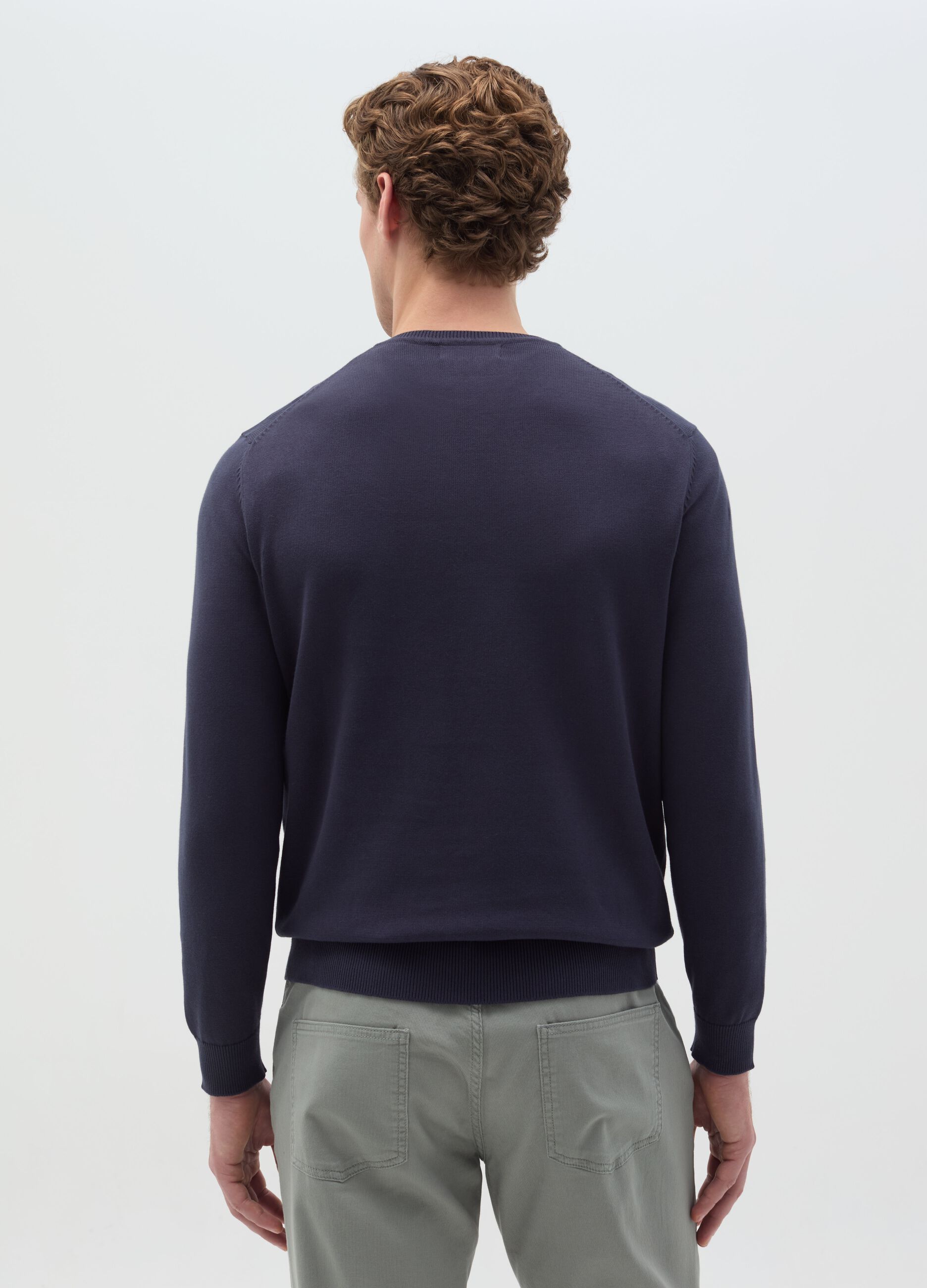 Cotton pullover with round neck