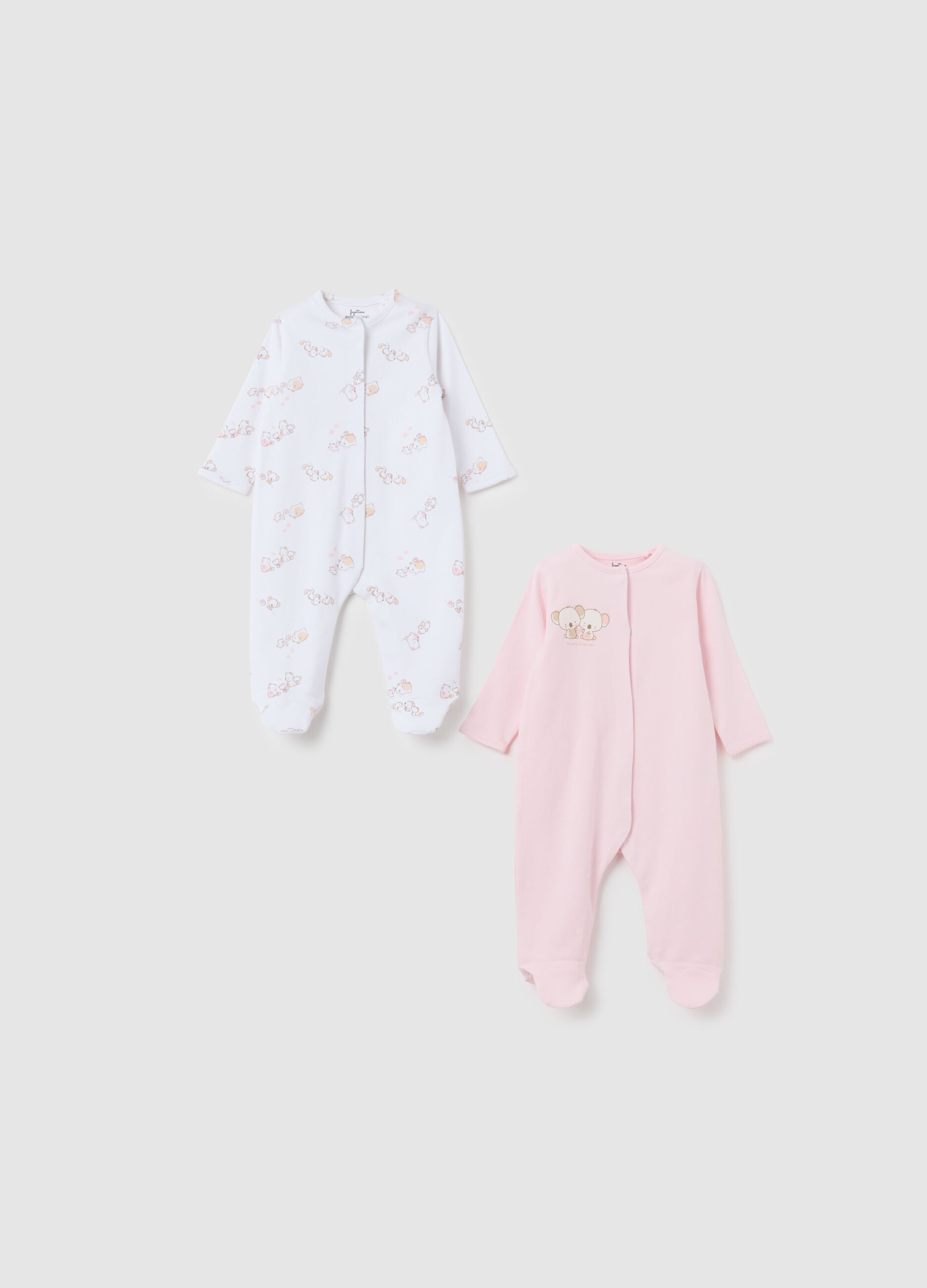 Two-pack baby girl bodysuits in multicolour pure cotton