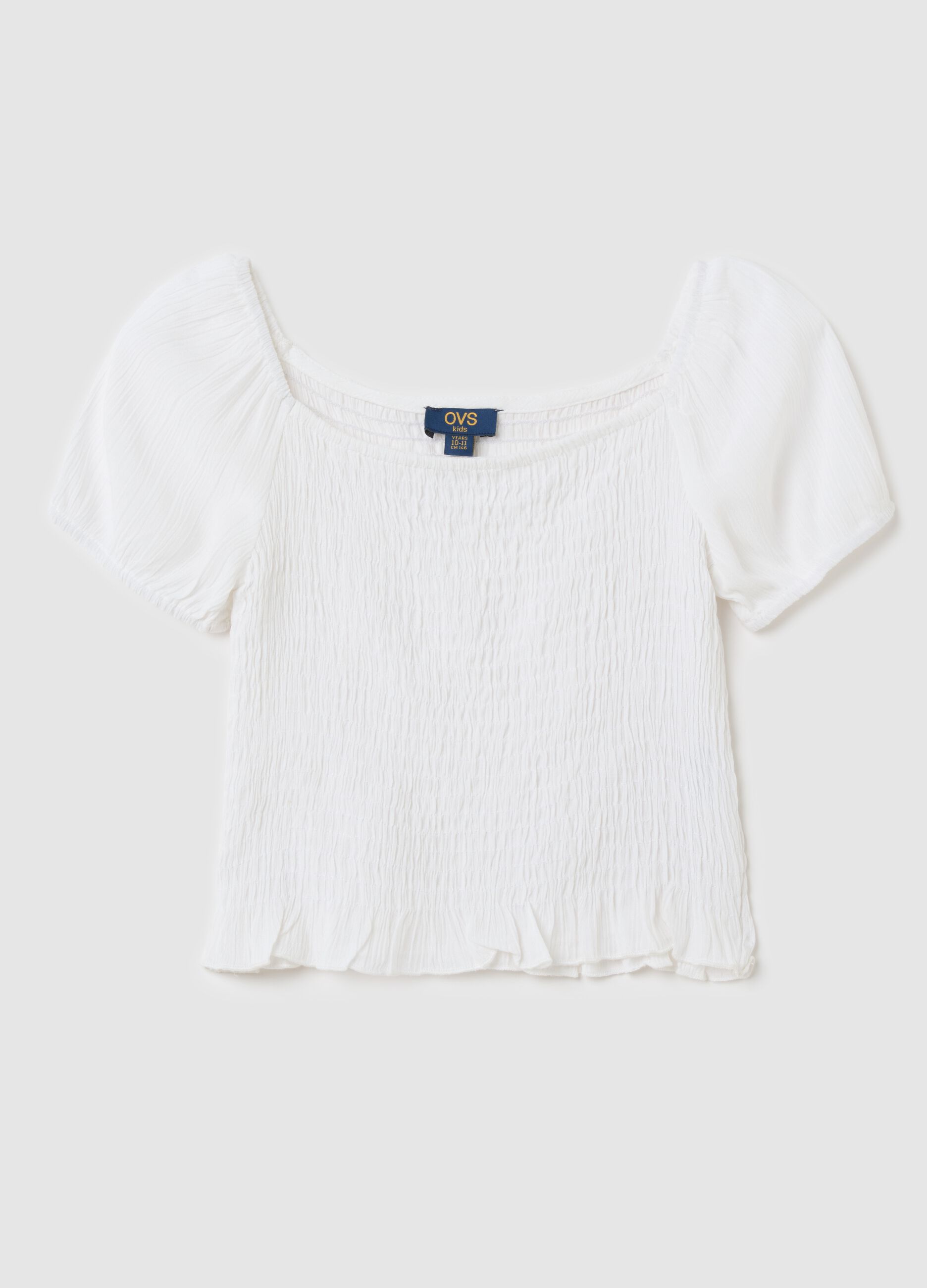 Crêpe blouse with shirring
