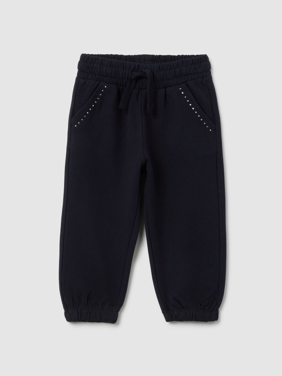 Girls' blue cotton stretchy trousers regular fit_0