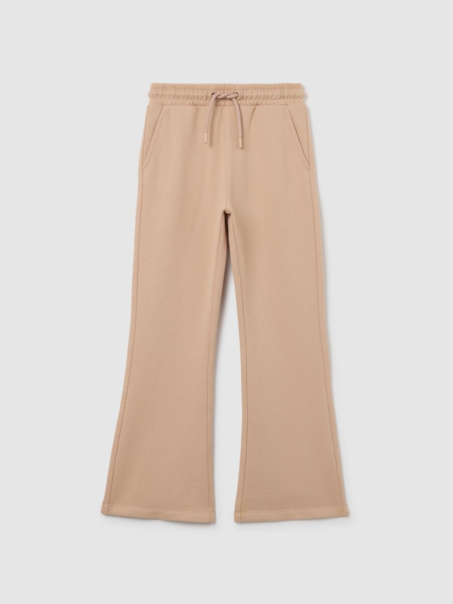 Girls' beige jogger trousers in pure cotton regular fit_0
